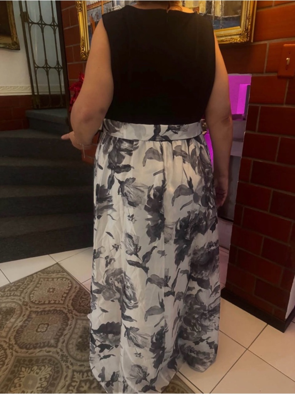 Elegant Black & White Floral Maxi Skirt